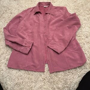 Sonoma Jean Company Women's Pink Faux Suade Button Up Blouse size XL. Length 24.